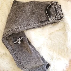 Zara High waisted distressed black jeans